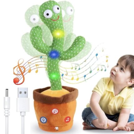 Dancing Cactus Talking Toy, Rechargeable Toy, Wriggle & Singing Recording Repeat What You Say Funny Education Toys for Babies Children Playing, Home Decorate (Cactus Toy)