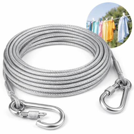 Heavy-Duty Cloth Drying 10 meter Rope with Hooks | Strong Portable Laundry Clothesline for Indoor & Outdoor Use