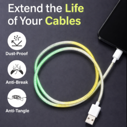 Metallic Cable Protector – 150 cm Spiral Wire Organizer for Charging Cables (Multicolor-Pack of 1)